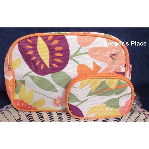 Clinique Bags 2 Clinique Orange Floral Makeup Travel Zippered Case